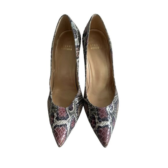 STUART WEITZMAN Snake Print Leather Heels Size 7.5 - Picture 4 of 8